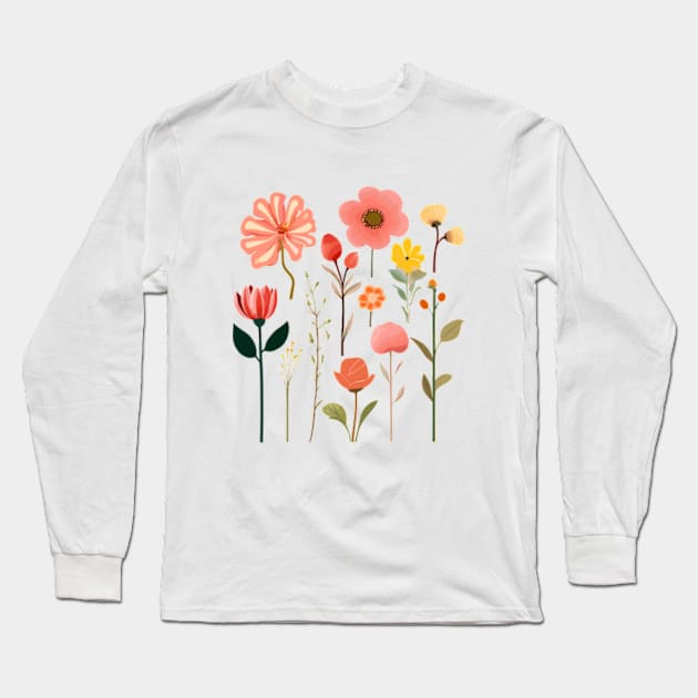 Botanical Beauty Design! Floral Motifs-Floral Illustration Long Sleeve T-Shirt by poppoplover